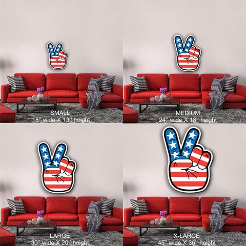 Image of Peace Fingers With US Flag