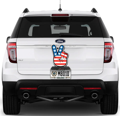 Image of Peace Fingers With US Flag