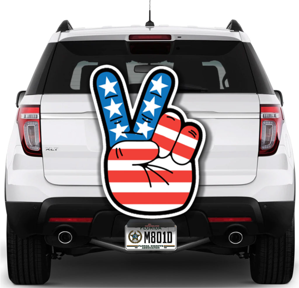 Peace Fingers With US Flag