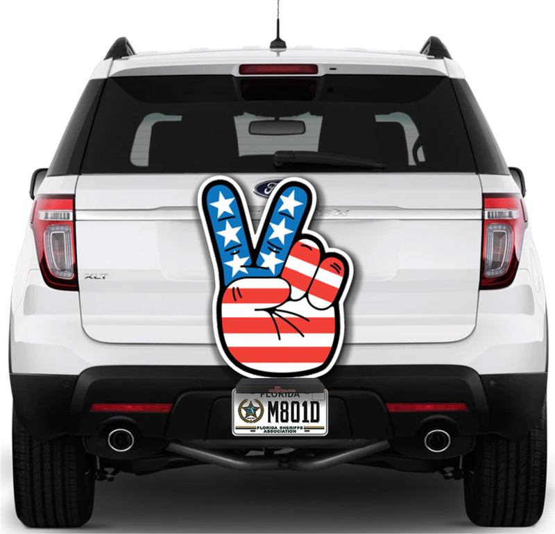 Peace Fingers With US Flag