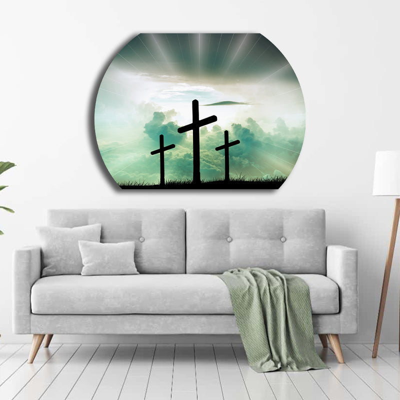 Three Crosses Sun Clouds